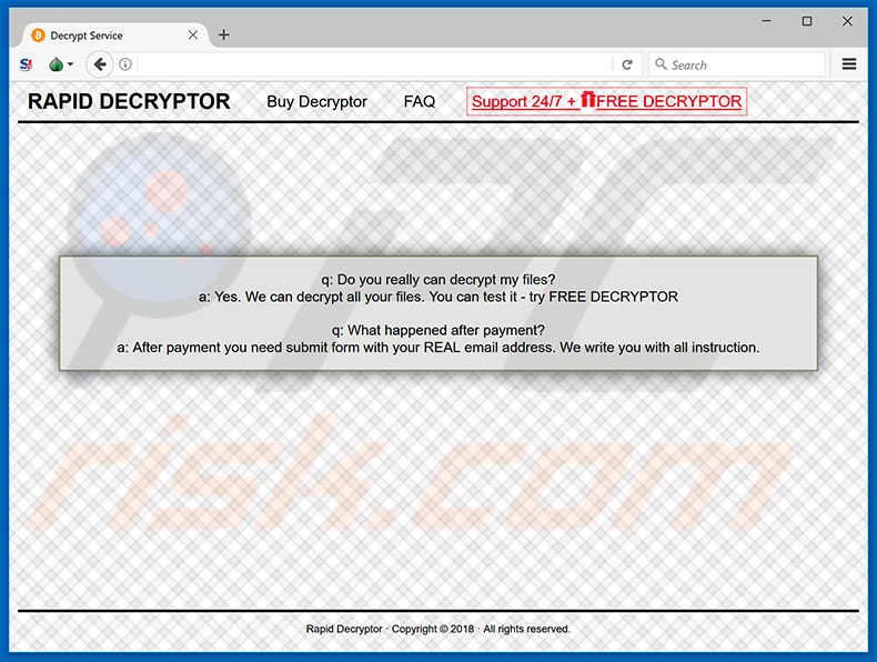 RAPID RANSOMWARE V3 website (sample 2)