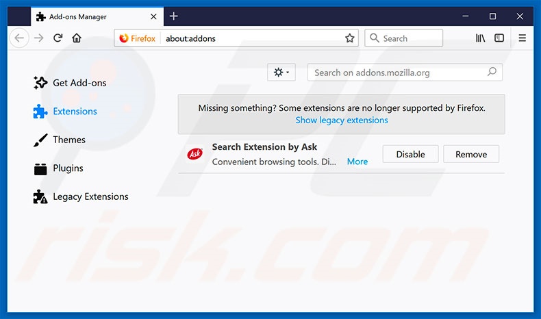 Removing srchbar.com related Mozilla Firefox extensions