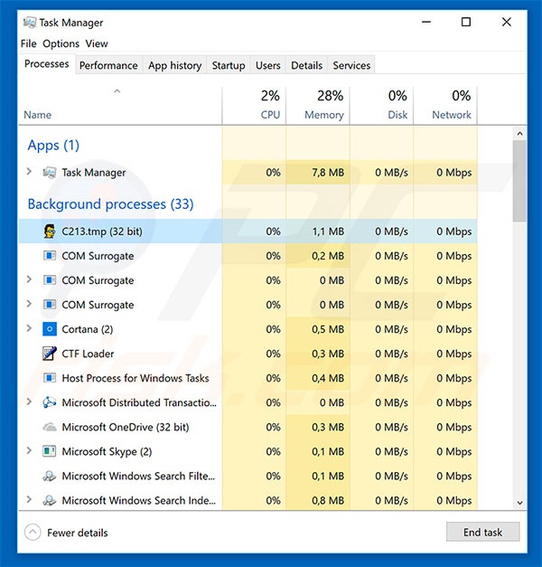 XMR Miner im Task-Manager