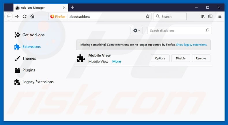 Removing FastDataX ads from Mozilla Firefox step 2