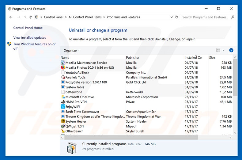 Google Customer Reward Program adware uninstall via Control Panel