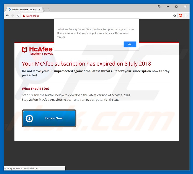 Your McAfee Subscription Has Expired Betrug