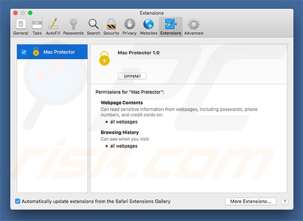 Mac Protector in browser