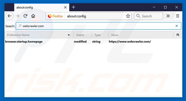 Removing webcrawler.com from Mozilla Firefox default search engine