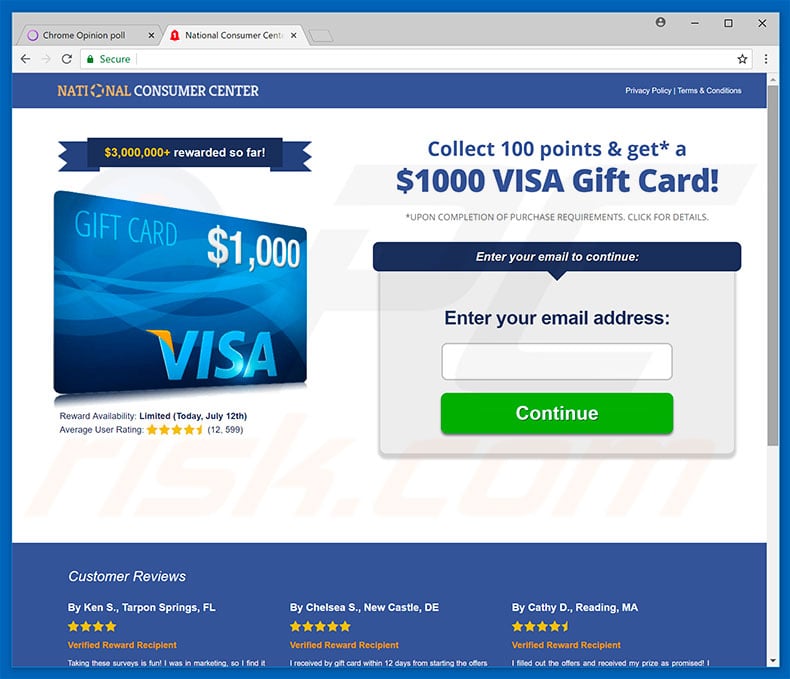 $1000 VISA Gift Card scam