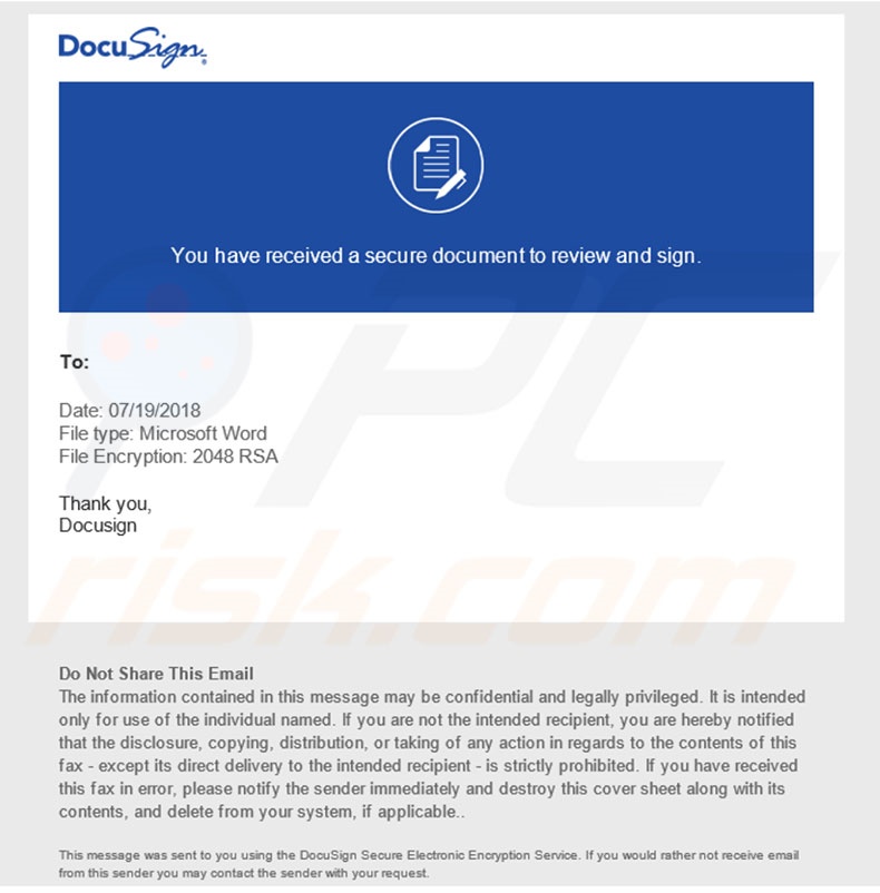 DocuSign Email Virus malware