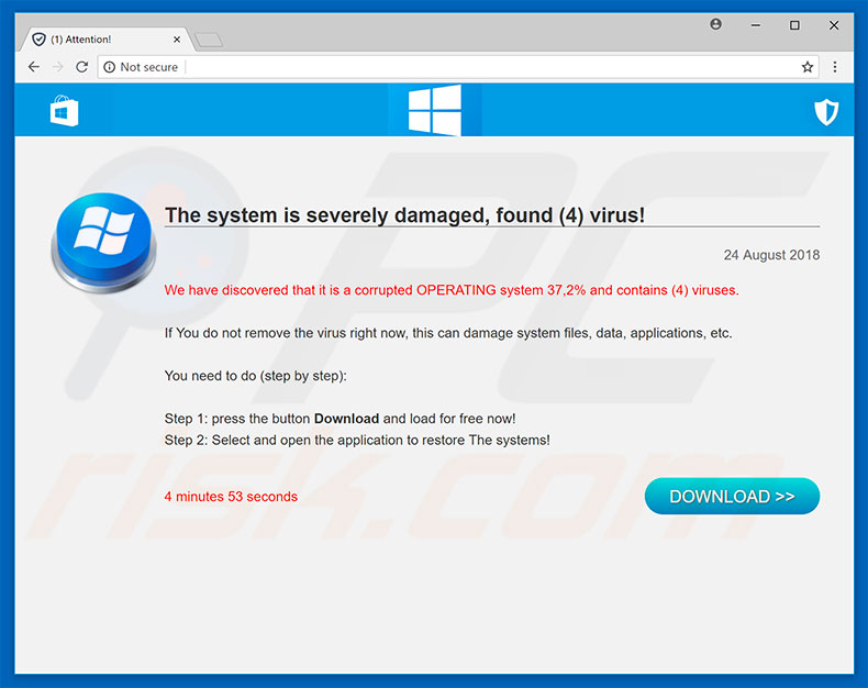 Found 4 Virus scam website