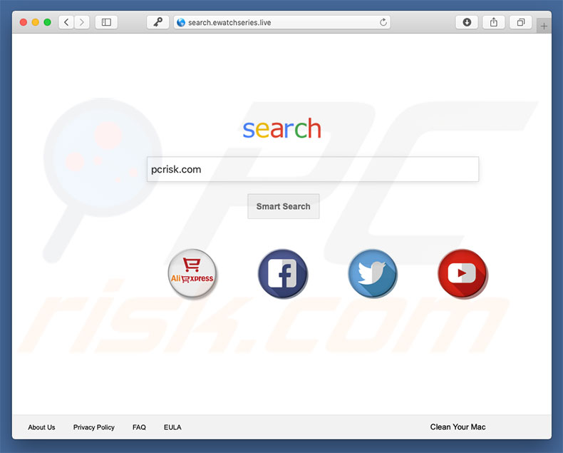 search.ewatchseries.live browser hijacker on a Mac computer