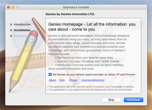 Delusive installer used to promote Genieo