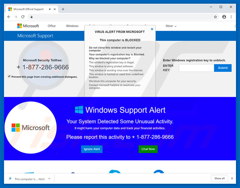 Microsoft Support Alert Betrug