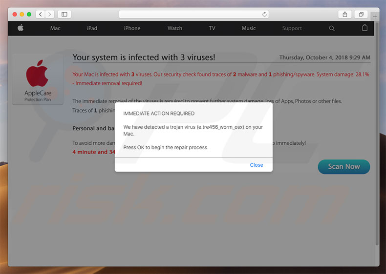 Your Mac Might Be Infected! scam