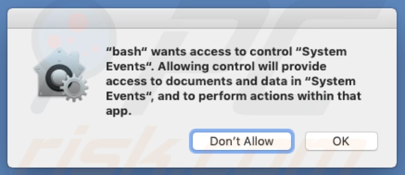 Bash wants to control System Events falscher Pop-up