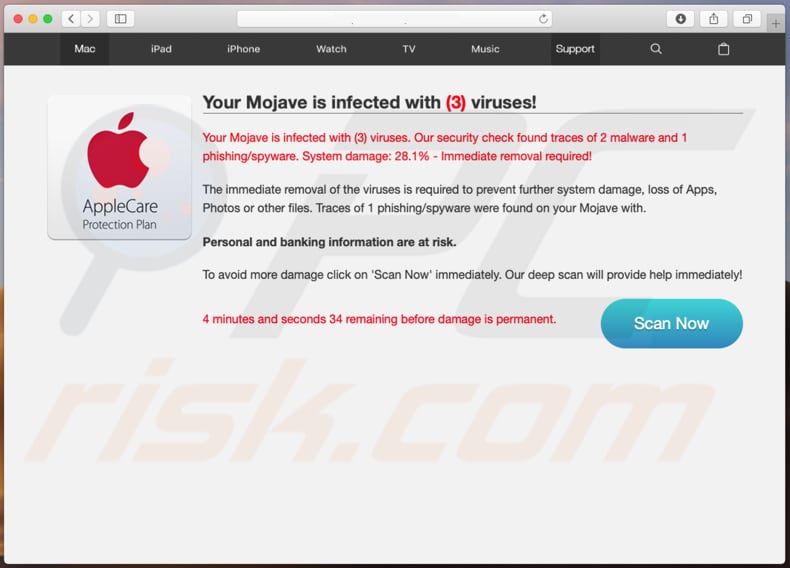 Your Mojave Is Infected With (3) Viruses! scam