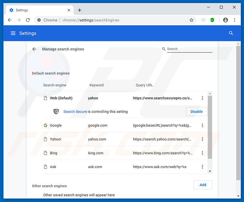 Removing smartpackagetracker.com from Google Chrome default search engine