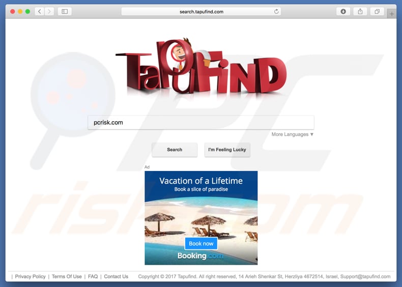 search.tapufind.com browser hijacker on a Mac computer