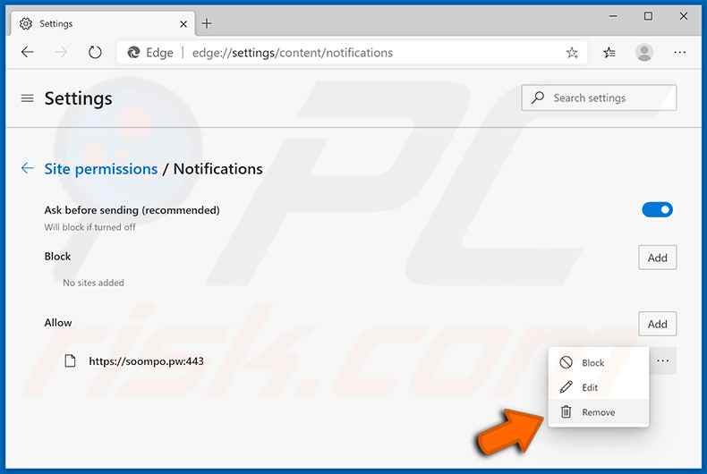 Pop-up Benachrichtigungen im Microsoft Edge Internetbrowser entfernen