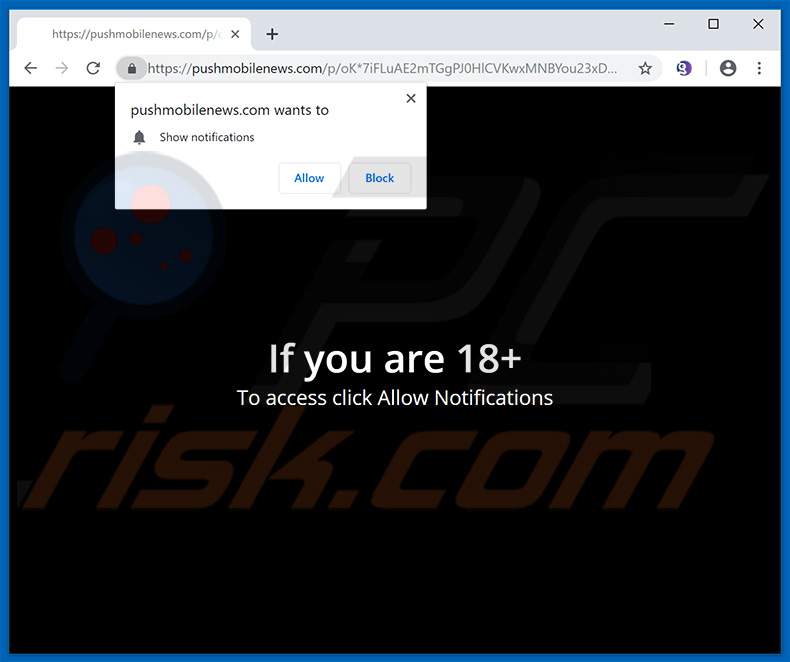 pushmobilenews[.]com pop-up redirects
