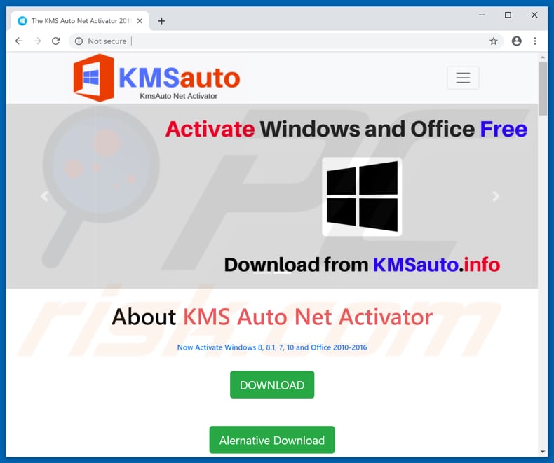 Webseite fördert das KMSAuto Aktivierungswerkzeug
