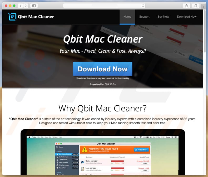 website that promotes qbit mac cleaner