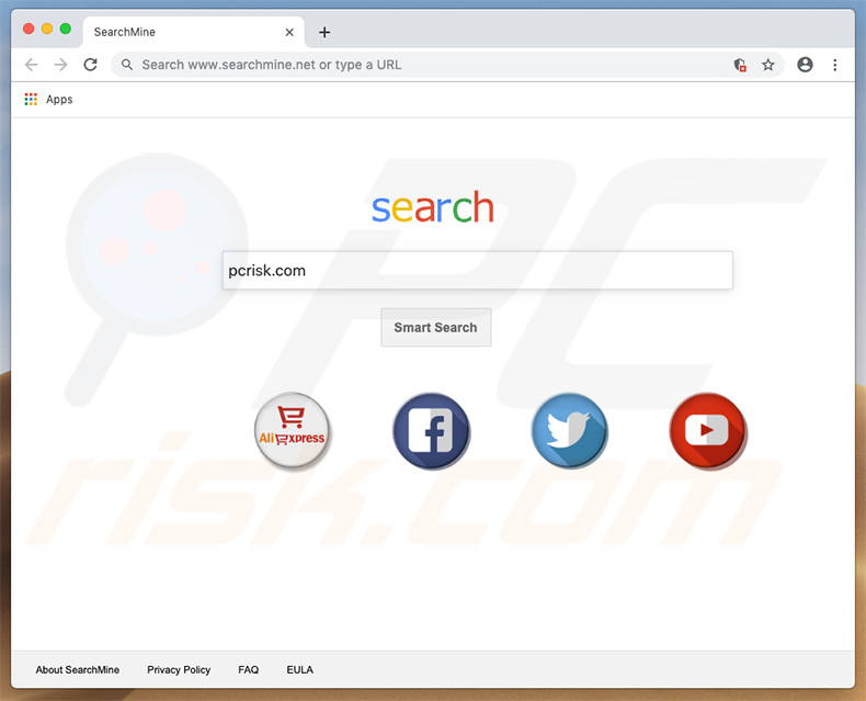 searchmine.net browser hijacker on a Mac computer