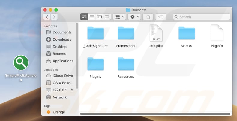 files and folders of the simpleproextension app