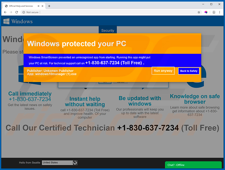Windows wurde aufgrund fragwürdiger Aktivität blockiert Betrug (Beispiel 2)