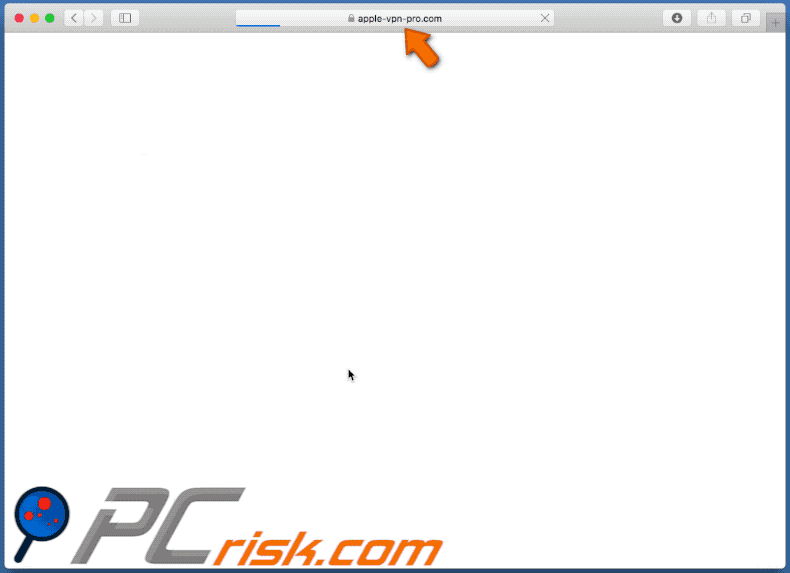Appearance of apple-vpn-pro.com scam (GIF)