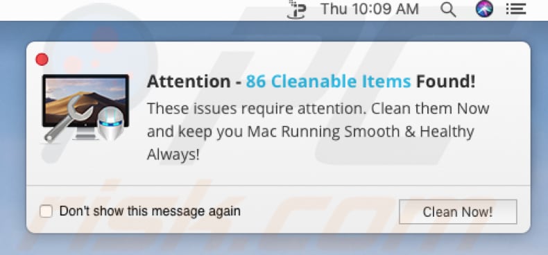 MacEnizer pop-up notification