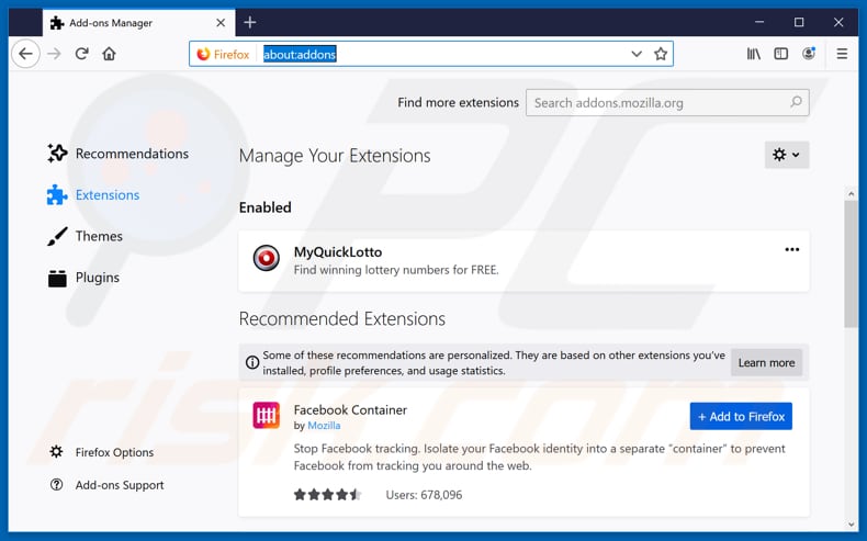 Removing hp.myway.com related Mozilla Firefox extensions