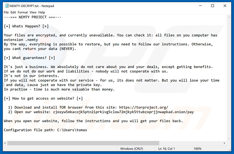 NEMTY PROJECT decrypt instructions