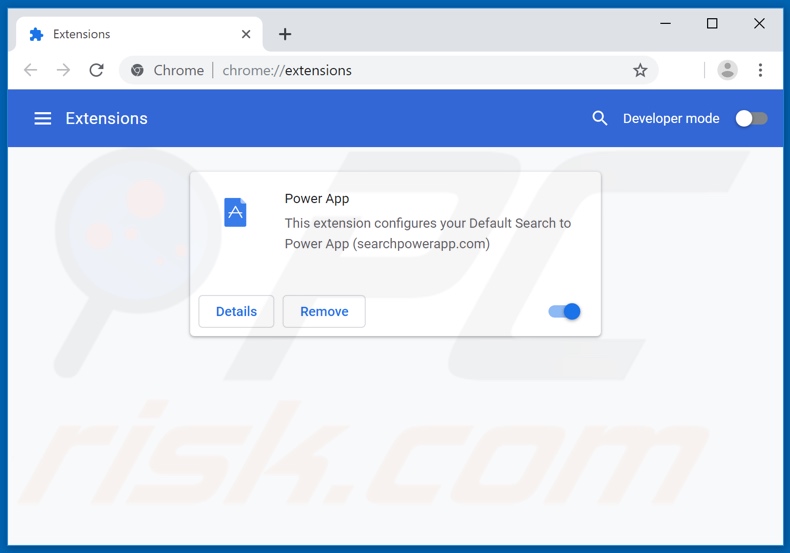 Removing searchpowerapp.com related Google Chrome extensions