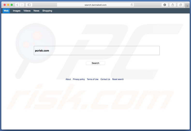 search.bannabell.com browser hijacker on a Mac computer