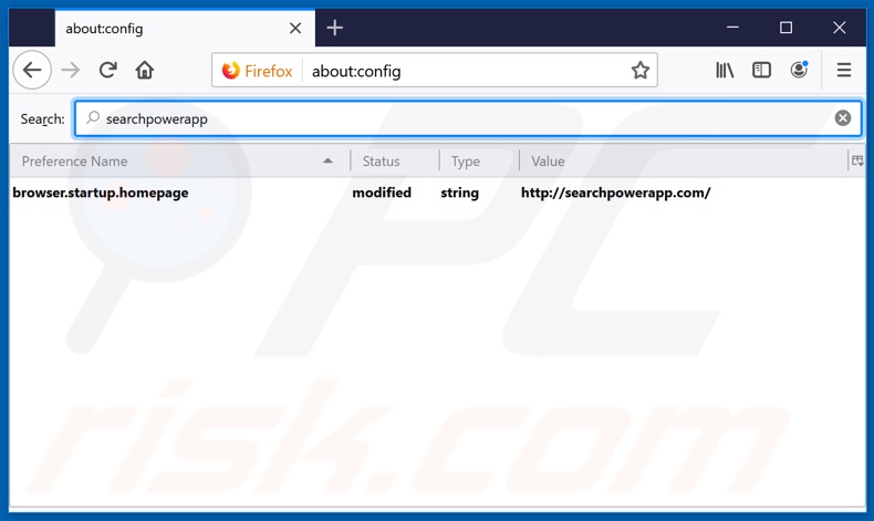 Removing searchpowerapp.com from Mozilla Firefox default search engine