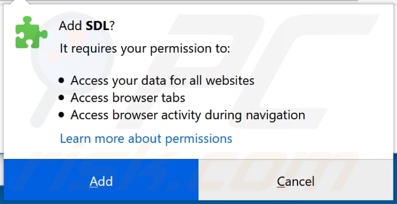 SDL sks for a permissions to access data on Firefox