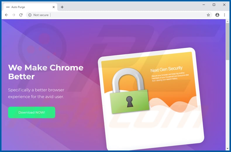 Website used to promote Auto Purge browser hijacker