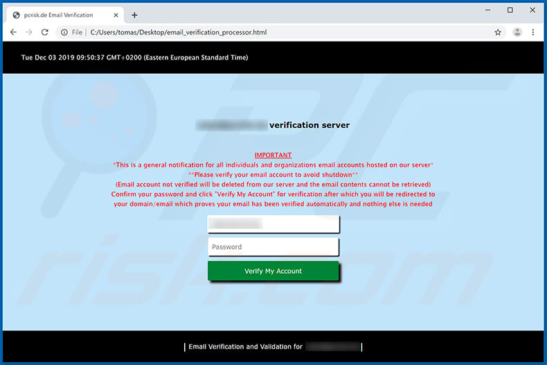 Email credentials phishing betrügerischer HTML Anhang