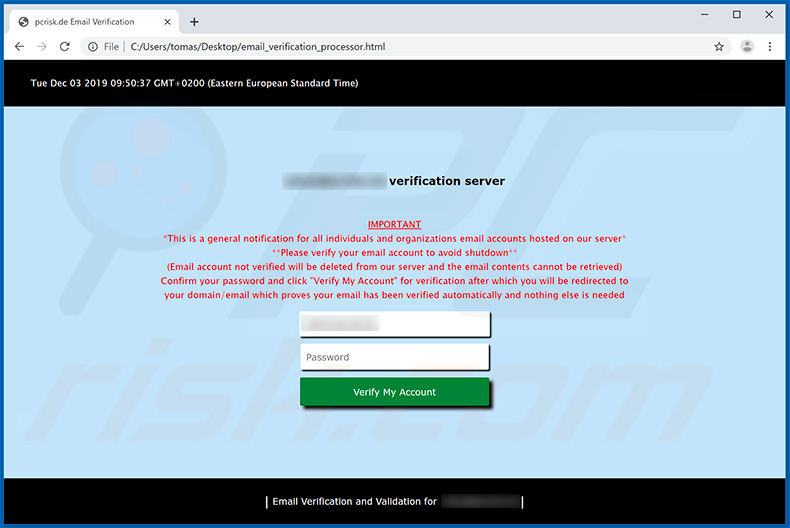 Email credentials phishing betrügerischer HTML Anhang