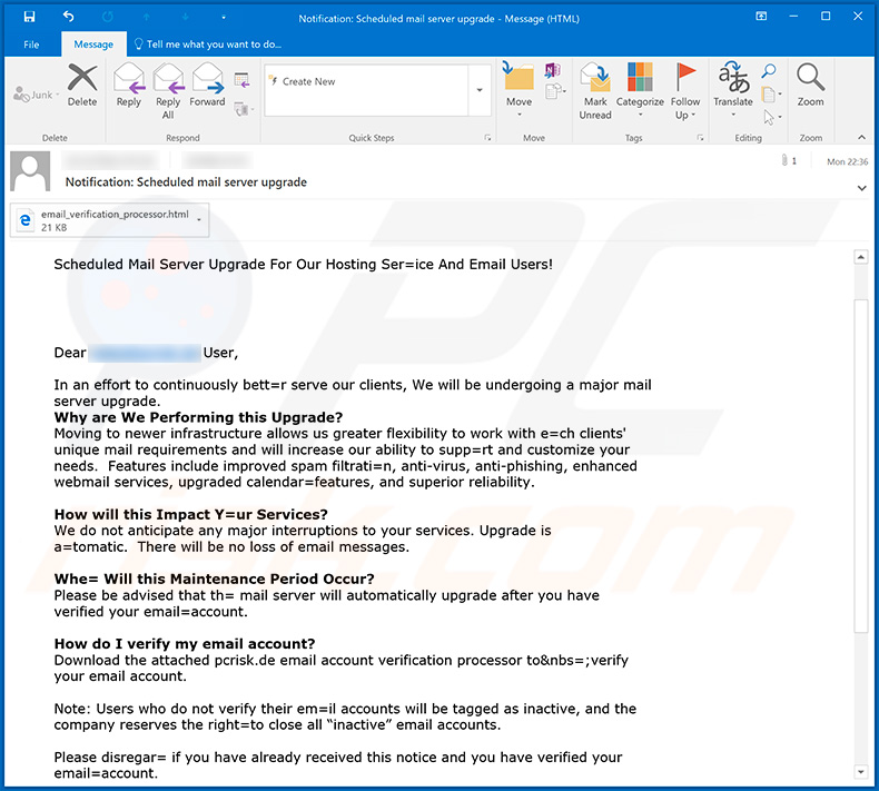 Email credentials phishing Spam-Kampagne liefert einen HTML Anhang