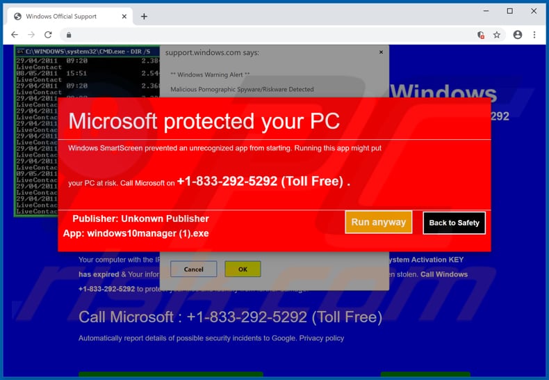 Microsoft Protected Your Computer scam