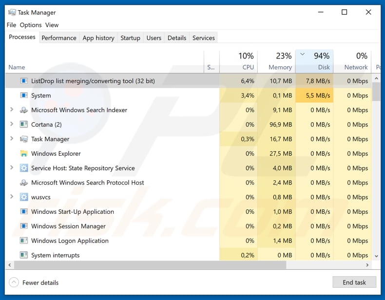 cuba malicious process ListDrop merging converting tool in task manager