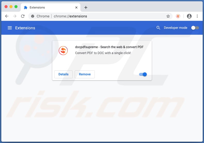 docpdfsupreme extension installed on Google Chrome