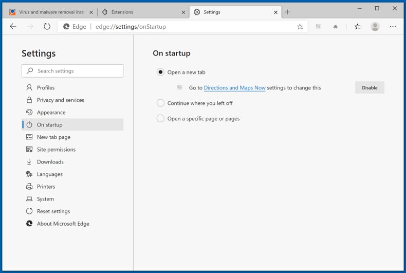 Entfernen von Browser-Hijackern aus Microsoft Edge Schritt 2