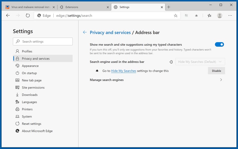 Entfernen von Browser-Hijackern aus Microsoft Edge Schritt 3