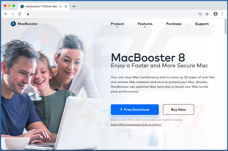 Die MacBooster unerwünschte Anwendung fördert eine Webseite