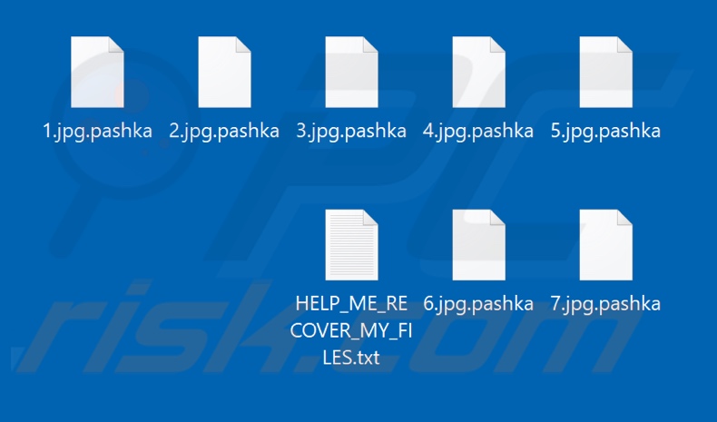 Files encrypted by Pashka ransomware (.pashka extension)