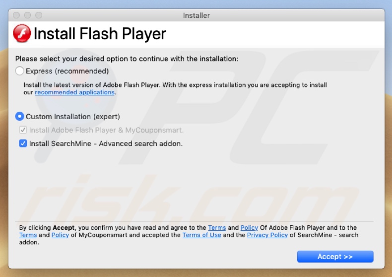 There is a new Codec Pack version scam fake flash update installer