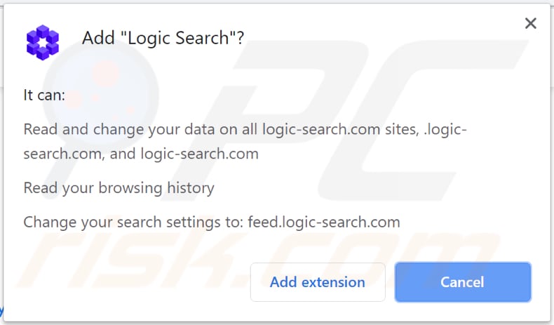 logic search browser hijacker asks for a permission to read and change data