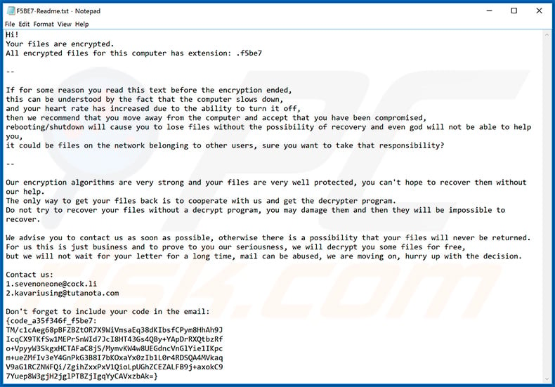 Updated Mailto (NetWalker) ransomware ransom note