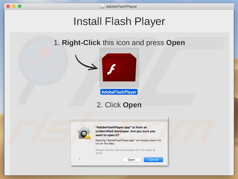 fake Adobe Flash Player installer