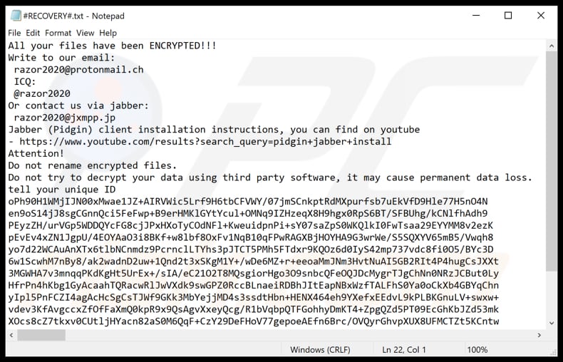 Razor decrypt instructions (#RECOVERY#.txt)